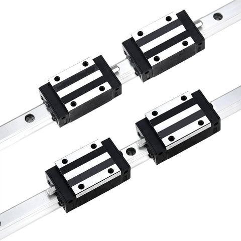 Two Pack 400mm Linear Slide Rails With Four HGH20CA Carriages for CNC Machines and DIY Projects Beefed Up for Smooth Precise Motion