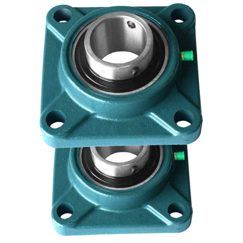 Set Of Two Self Aligning Flange Pillow Block Bearing UCF 207-22 One And Three Eighths Inch Bore 4 Bolt Flange Cast Iron Housing