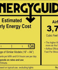 Energy guide showing estimated yearly cost of $7 for a 52 Inch Brown Tropical Outdoor Palm Leaf Ceiling Fan with integrated lights.