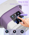 No Sweat Laundry Day With This Nifty 18L Folding Portable Washing Machine Featuring A Built In Spin Basket Quick Wash Cycle Perfect For Underwear Socks And Baby Gear As A Compact Mini Washer For Small Apartments Rv Travel Or Home Use In Purple showing easy-to-use touch control screen with timer settings.