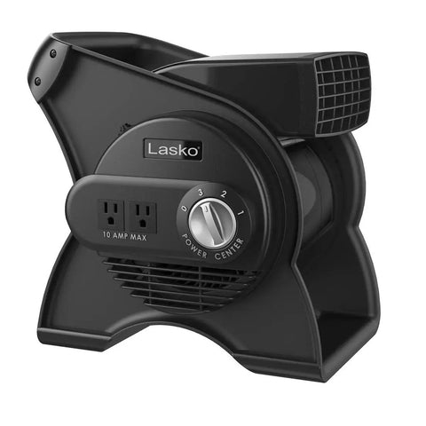 12-Inch Portable Utility Fan With Pivoting High Velocity Air, 289 CFM, Three Speeds, Dual Outlets, 120V, Black