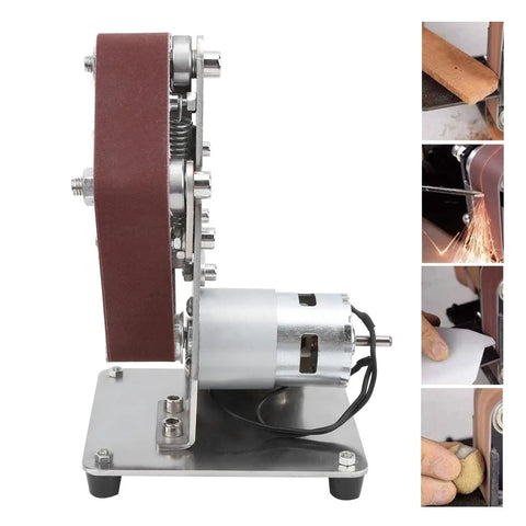 Torch Mini Electric Belt Sander Grinder Machine For Polishing And Smoothing Metal Or Wood Projects Compact Desktop Tool with stainless steel frame