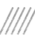 Five tungsten steel CNC end mills with single-flute spiral cutters, 3.175×3.175×32×55 mm for wood carving