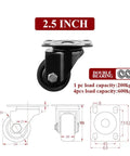 Heavy Duty Nylon Wheel Caster For Furniture And Equipment Swivel Stem Casters With Brake 2.5 Inch Industrial Grade Diagram