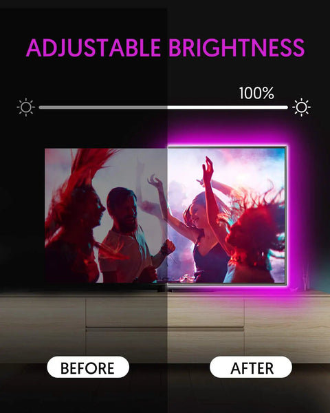 9.8Ft RGB WiFi TV Backlight Strip With Alexa Google Assistant Control Music Sync 16 Million Colors Remote For 46 To 60 Inch TVs
