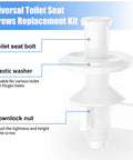 Heavy Duty Toilet Seat Screws Replacement Kit With Two Rapid Adjust Lifters And Heavy Plastic Bolts Nuts Washers close-up view of components