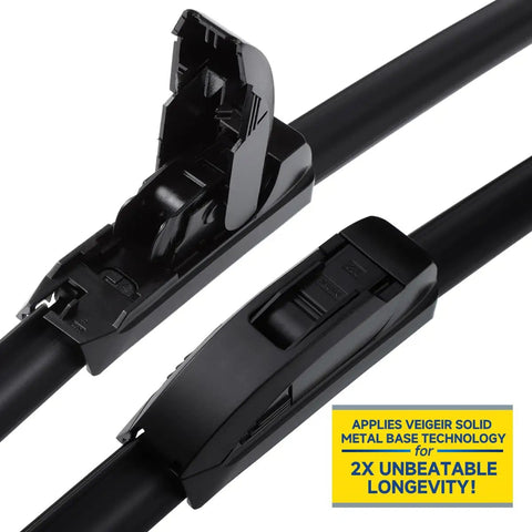 Heavy Duty Windshield Wiper Blades 3 Pack Designed For Jeep Wrangler Jk Models 2007 2017 showing detail of metal base technology for durability.