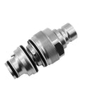 RABROPAR hydraulic quick-connect male coupler, stainless steel with O-rings, close-up