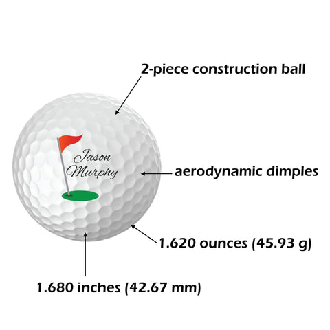Personalized Name And Initial Golf Balls Set Of 6 For Custom Gifts USGA Approved with 2-piece construction and dimples