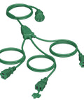 Heavy Duty 25 Foot Outdoor Extension Cord Featuring Three Badass Multiple Outlets And 18 Gauge Weatherproof Construction, green cable with three outlets.