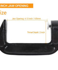 Heavy Duty 4 Inch C Clamp Set In Steel For Woodworking Welding And Building Projects, 2 Inch Throat Depth, 4 Inch Jaw Opening