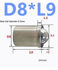 Premium 304 Stainless Steel Ball Plunger Screws Spring Loaded Positioning Pins Press In Industrial Hardware For Machine Work D8 X 9 MM 5 Pack dimensions and steel ball details