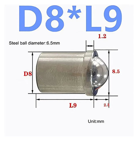 Premium 304 Stainless Steel Ball Plunger Screws Spring Loaded Positioning Pins Press In Industrial Hardware For Machine Work D8 X 9 MM 5 Pack dimensions and steel ball details