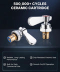 Lead-Free 4 Inch Deck Mount Commercial Kitchen Sink Faucet 8" Swivel Spout with ceramic cartridge and lever handle.