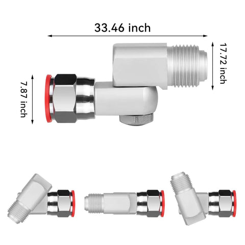 2 Pack Swivel Joint For Airless Paint Sprayer And Wand Extension Accessories No Fuss 180 Degree Rotating Pivot For Easy Multi Plane Coverage On Ceilings And Furniture Replace Fan Pivot Compatible With Graco Seven Eighths Inch Thread. 7/8 inch metal swivel joint shown at angles