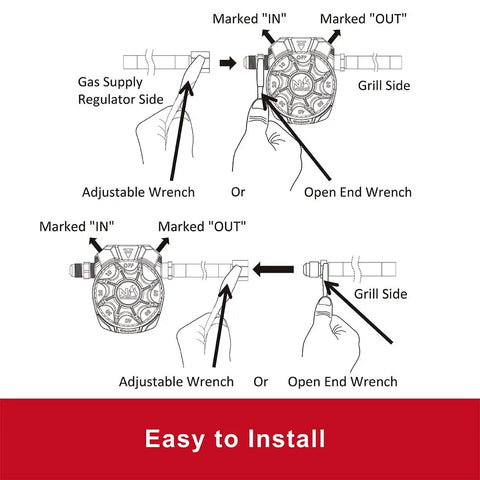 Installation diagram for Safety Auto Shut Off Gas Timer For Propane And Natural Gas With 0-60 Minute Preset, 100,000 BTU