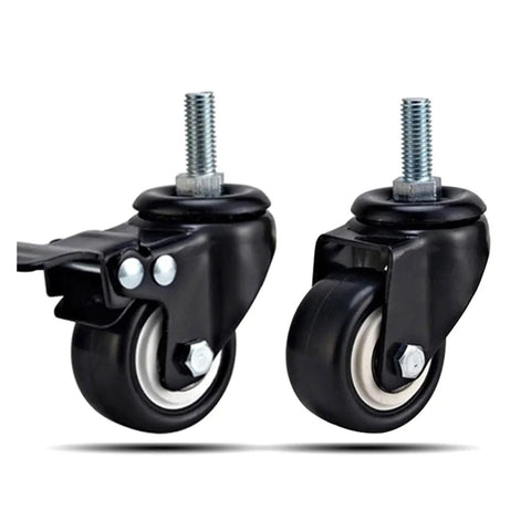 Close-up of 4 Pack Heavy Duty Wheel Casters for Office Chairs and Furniture, Locking Swivel Casters in Black with brakes