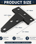 Heavy Duty 2 Inch T Hinges With 36 Screws For Outdoor Use Black T Strap Hinges For Wooden Fence Shed Doors Barn Doors Gate Hardware Ideal For Outdoor Projects, black metal hinge size diagram