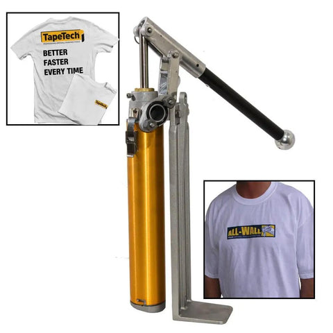 Pro Grade Drywall Flat Box Set With Pump, Box Filler Nozzle, and Two Shirts
