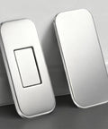 Get These Super Sleek 8Pcs Ultra Thin Magnetic Cabinet Door Catches For A No Drill Install That Looks Totally Sick And Keeps Your Doors Shut Silent With Zero Mess Or Tools Needed. Close-up of silver stainless steel cabinet door catches.
