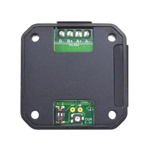 Integrated Stepper Motor Driver Delivering Badass Torque With Adjustable 0 To 2 Amps At 10 To 28Vdc For Nema 8 11 14 17 Motors Featuring Compact Build top view with wiring terminals