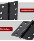 Close-up of Rock Solid Heavy Duty Matte Black Square Door Hinges 4.5 inches highlighting the ball bearing design.