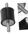 4 Piece Rubber Mounts Vibration Pads For Fitness Equipment, Heavy Duty Shock Absorber Holders, Quiet Vibration Isolators For Home Gym Machines, Bikes, Air Compressors. Black rubber M6x18 mount with threaded bolt