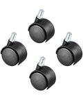 Slick Swivel Chair Casters With M10 Threaded Stem And 1.5 Inch Twin Wheels Dead Silent Rolling For Office Seating, black replacement wheels.