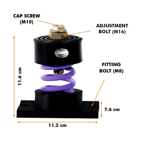 Cup Spring Isolator Pack Of Four With 66 Lbs Capacity And 1 Inch Deflection Color Coded Load Ratings Neoprene Top And Base Non Slip Bolt