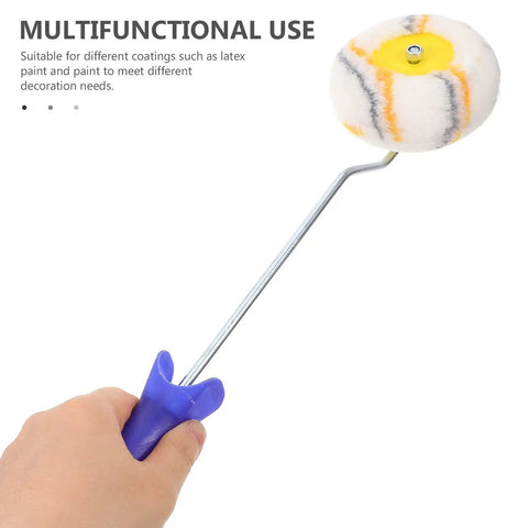 Small Paint Roller With Exact Edge Precision For Tight Spots And House Painting Knockout Tool For Latex Or Oil Based Paints No Sweat Portable Handyman Essential held by a hand.