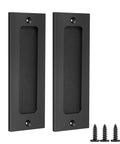 6 Inch Flush Pull Sliding Barn Door Handle Set For Closet Pocket And Cabinet Doors Recessed Rectangular Plate Matte Black Finish Durable Rust Resistant Design And Included Mounting Hardware For Easy Installation