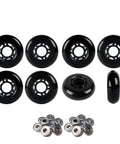 68mm 82A Inline Skate Wheels Outdoor Roller Hockey 8 Pack With ABEC 5 Bearings 5 Spoke Hub Black Urethane
