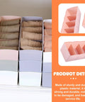 Six Piece Plastic Underwear Organizer Box For Drawer Dividers And Sock Keeper Keeps Your Lingerie Tight And Squared Away For A Really Slick Closet Setup with folded socks in compartments.