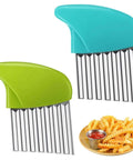 XLIUAX 2-pack crinkle cutters with green and blue handles and stainless steel wavy blades.