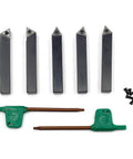 Five-piece Three Eighths Inch Mini Indexable Lathe Turning Tool Holder Set with AL AR BL BR E holders and TCMT C6 inserts