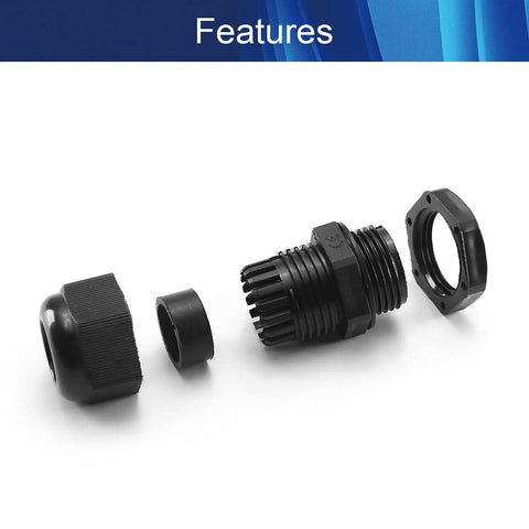 4 Pack Cable Gland Kit M20x1.5 Waterproof Plastic Strain Relief components shown disassembled