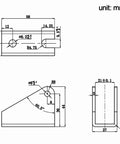 Diagram of Heavy Duty Metal Mounting Brackets For Linear Actuators, 180 Degree Rotation, Silver, 2 Pack, with dimensions in mm