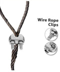 Heavy Duty Stainless Steel Wire Rope Cable Clamp U Bolt Fastener For 6mm Line securing a wire rope with detailed close-up.