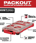 Packout Compact Low-Profile Tool Organizer With Transfer Tank Storage, impact-resistant IP65 weather-sealed gear bin diagram