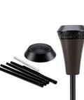 Island King 65 Inch Metal Outdoor Torch For Backyards Patios And Gardens Weather Resistant Burn With Large Bright Flame Long Lasting Wick Snuffer And Easy Twist And Pour Refills Brown Finish, featuring torch components and accessories.