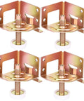 Rock Solid Adjustable Cabinet Levelers With Swivel Floor Cups For Tables And Workbenches Custom Height Design Makes Setup Hella Quick And Keeps Floors Totally Scratch Free In Rose Gold Steel Four Pack close-up of four swivel floor levelers.