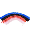 Badass Boss Level PU Air Compressor Hose Tube Featuring Slick Flexible Spring Coil Build and Quick Snap Connector, coiled in various colors.