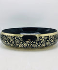 This Sleek Oval Ceramic Vessel Sink Totally Kicks Up Your Bath Game With A Premium Matte Gold Countertop Basin Delivering A Dreamy High Style Look And Super Easy Cleaning Surfaces. 60 cm black ceramic basin with gold detailing.