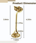 Dimensions of Two Pack Solid Brass Swivel Pivot Eyelet Latches For Sliding Doors And Cabinets Windproof Heavy Duty Hooks