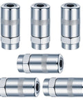 Silver Six Pack Metal Grease Gun Nozzle Tips 1/8 NPT Couplers Replacement For M18 Two Speed And M12 Cordless Guns