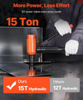Heavy Duty 15 Ton Hydraulic Knockout Punch Set Workhorse With Half Inch To Four Inch Dies shown in use