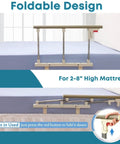 Foldable Stainless Steel Bed Rail Guard With Red Release Lever space saving design for 2-8 inch mattresses