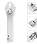 4 Pack Universal Zipper Repair Kit With Metal Sliders And Pulls For Luggage And Travel Bags, Durable Silver Finish shown in close-up