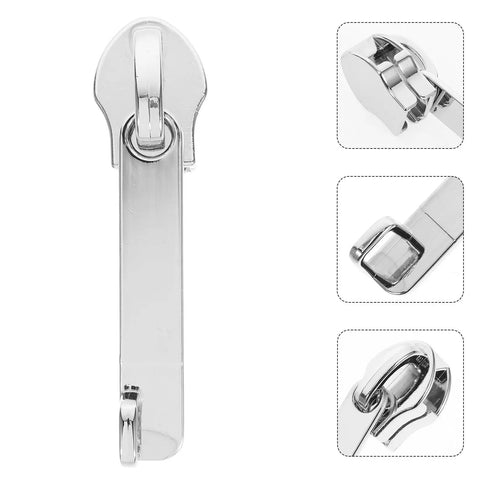 4 Pack Universal Zipper Repair Kit With Metal Sliders And Pulls For Luggage And Travel Bags, Durable Silver Finish shown in close-up
