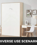 Heavy Duty Murphy Bed Spring Mount Kit Horizontal Wall Frame Hardware For Queen Or Twin Size Bed With Ironclad Rebound Action And No Sweat Diy Setup In Classic White Finish, shown in a home office setting.